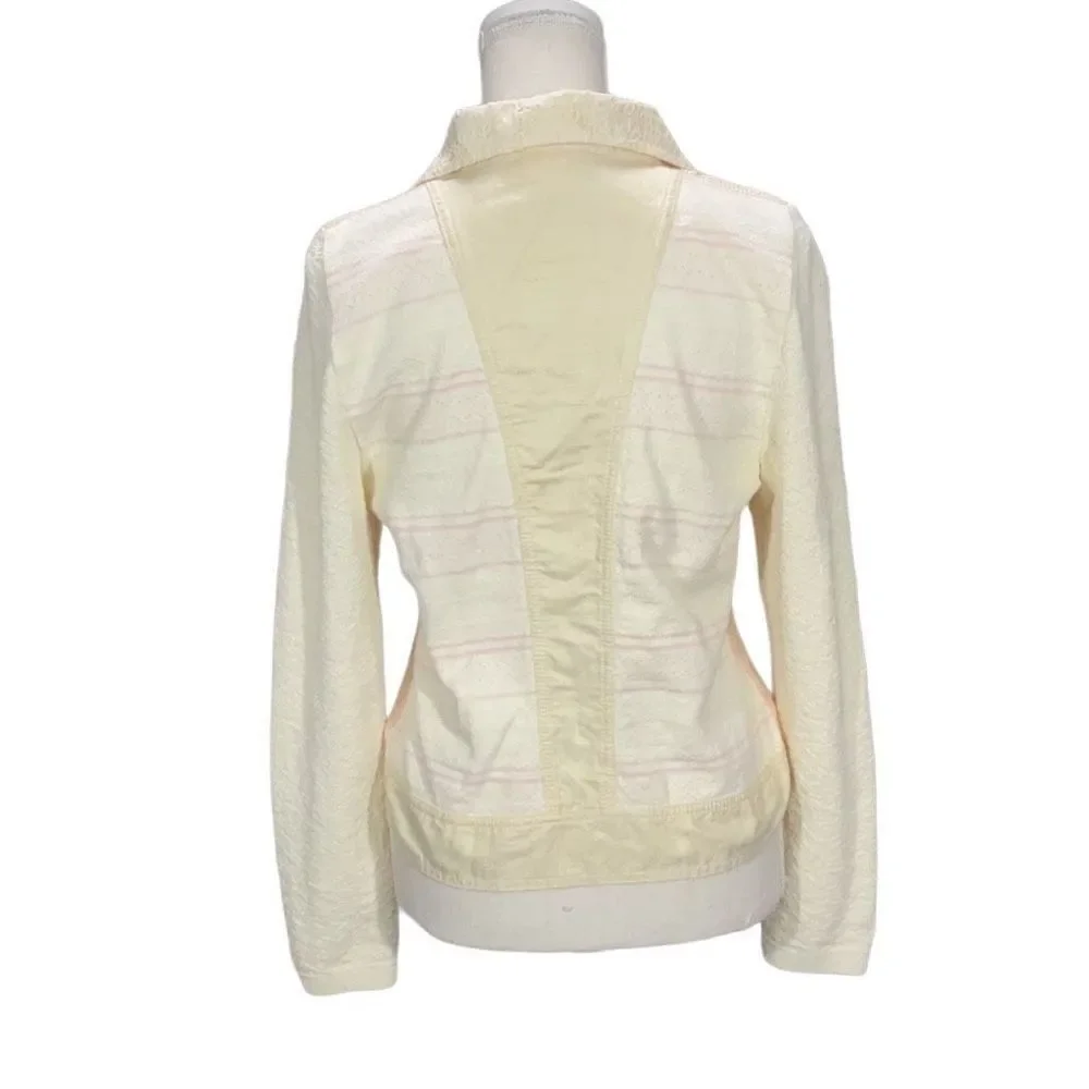 VTG Blue Willi’s Yellow Full Zip Floral Danish Design Collared Sweater Jacket Sm - Picture 5 of 9